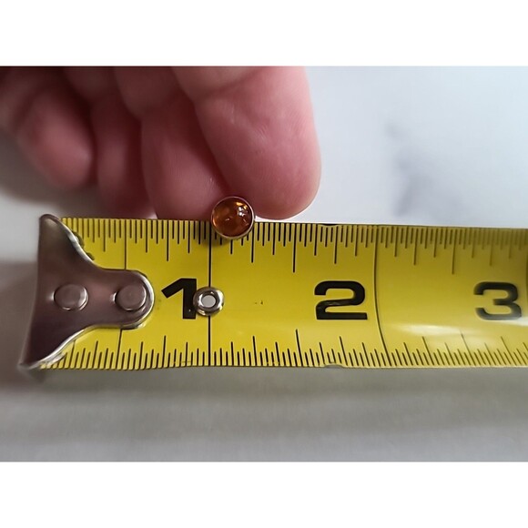 925 Sterling Silver Real Amber Circular Stud Earrings Vintage - Picture 9 of 10